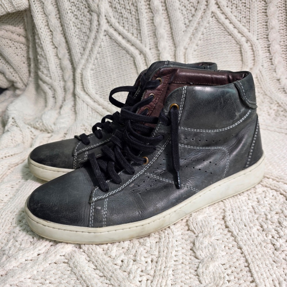 ROAN Roost High Top Sneakers Grey Distressed‎ Leather Mens 9.5